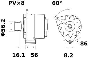 Lichtmaschine Mahle MG720 IA1682 für KOHLER, 80A 12V